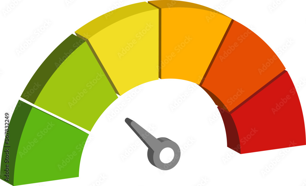 Vector 3d icon speedometer meter with arrow for dashboard with green ...