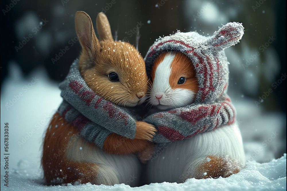 Animali che si amano a valentino, carini, amore ai Stock-illustration | Adobe Stock