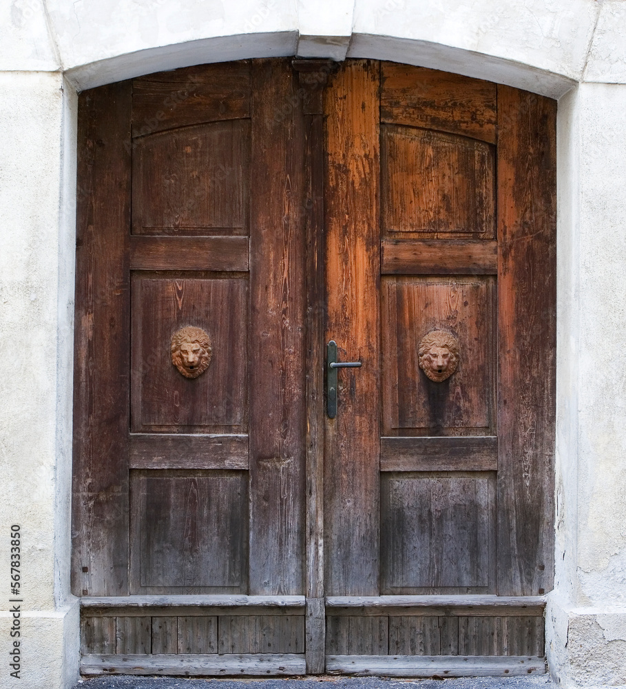 old closed and weathered brown wooden door, old closed and weathered brown wooden door,