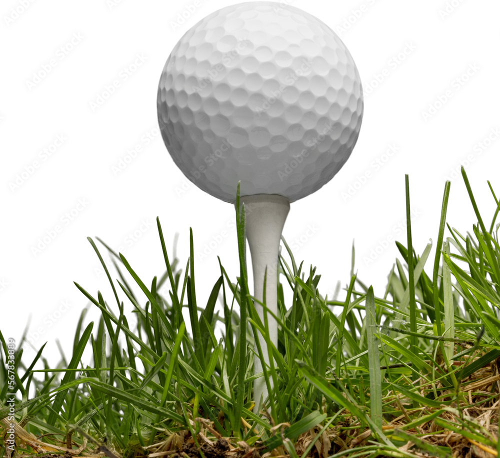 golf ball with a golf tee on a grass golf ball with a golf tee on a grass