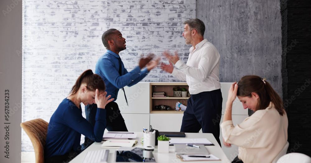 Angry Dominant Colleague Fighting And Bullying Angry Dominant Colleague Fighting And Bullying