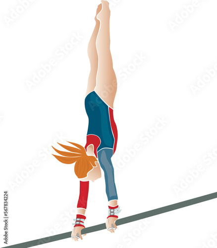 girl athlete gymnast on uneven bars