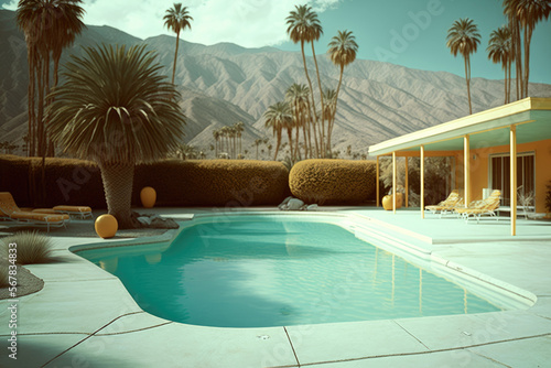 Poolside in Palm Springs, California, Generative AI photo