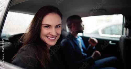 Smiling People Sitting Inside The Ride Sharing © Andrey Popov
