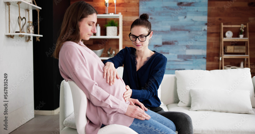 Pregnant Woman Massage By Doula. Baby Care Pregnant Woman Massage By Doula. Baby Care