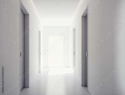 White walls in the hallway  interior. Generative AI