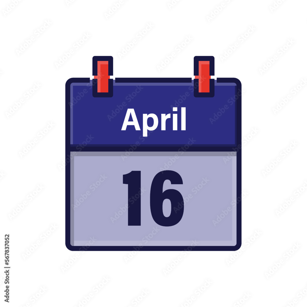 April 16, Calendar icon. Day, month. Meeting appointment time. Event schedule date. Flat vector illustration. April 16, Calendar icon. Day, month. Meeting appointment time. Event schedule date. Flat vector illustration.