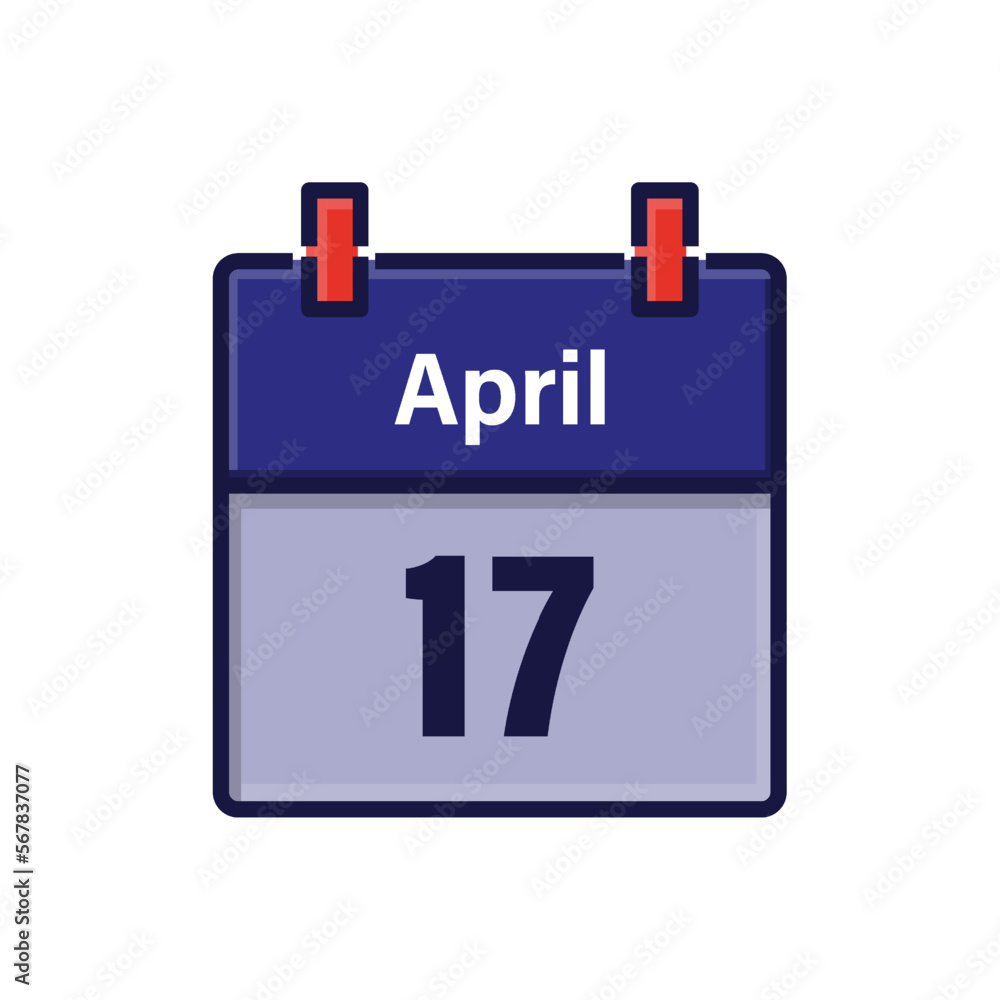 April 17, Calendar icon. Day, month. Meeting appointment time. Event schedule date. Flat vector illustration. April 17, Calendar icon. Day, month. Meeting appointment time. Event schedule date. Flat vector illustration.