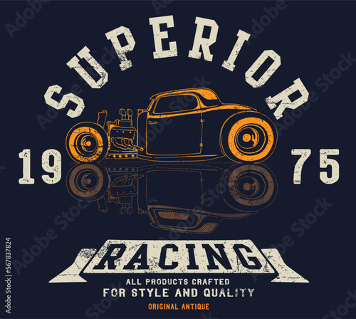 Car design classic rally race retro t-shirts cool design vector print illustration. Speedway Kings.