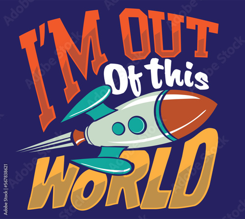 Space theme, Over the moon slogan vector graphic for kids t-shirt, posters and other uses