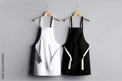 White and black aprons mockup, AI Generated