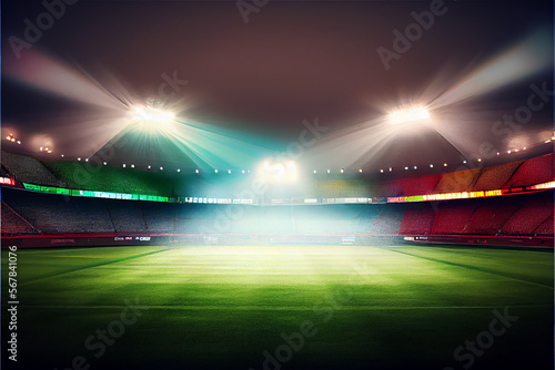 Huge empty stadium, illumin...
