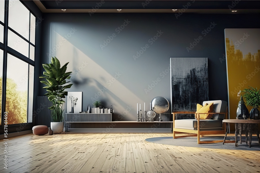 custom made wallpaper toronto digitalModern interior background, wall mock up, 3d render. Generative AI