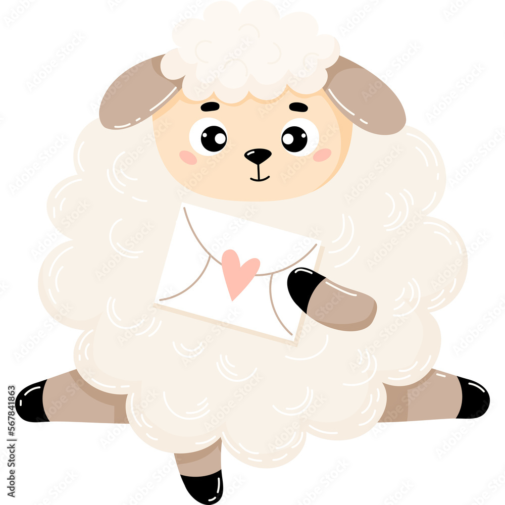 Cute sheep with love letter Cute sheep with love letter