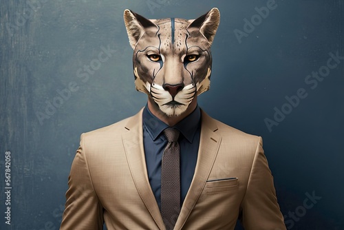 Portrait of a Leopard in a business suit ready for action.