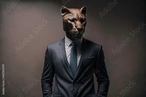 Portrait of a Leopard in a business suit ready for action. © AI Indigo