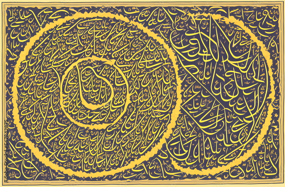 Illustration of abstract Islamic graphic pattern, using Generative AI