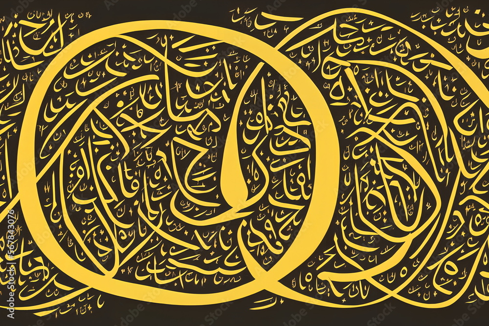 Illustration of abstract Islamic graphic pattern, using Generative AI Illustration of abstract Islamic graphic pattern, using Generative AI
