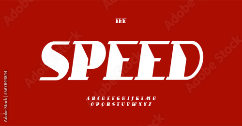 Old fashioned speed alphabet, retro car letters, minimalistic automotive font for cool racing logo, speed headline, vintage typography. Vector typographic design