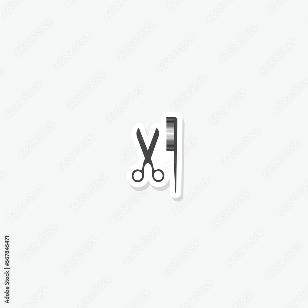 Scissor barbershop icon sticker isolated on gray background Scissor barbershop icon sticker isolated on gray background