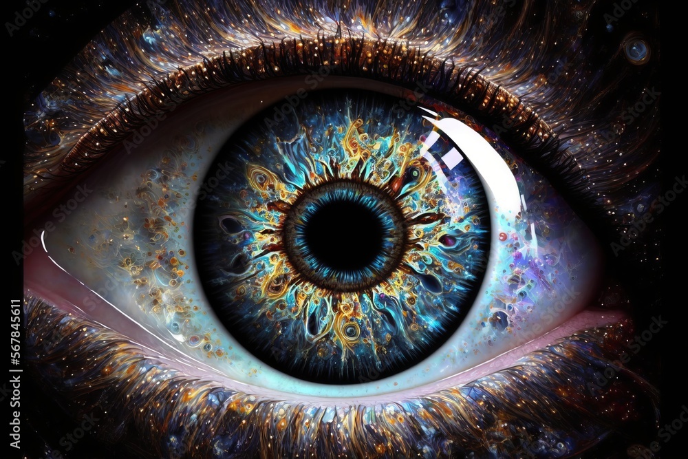 close up of a eye mandala fractal illustration 