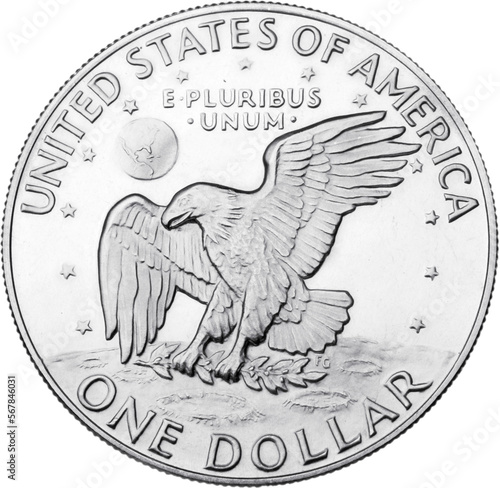 One American Dollar on a white background