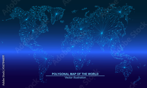 Polygonal map of the world. Vector illustration for business design.