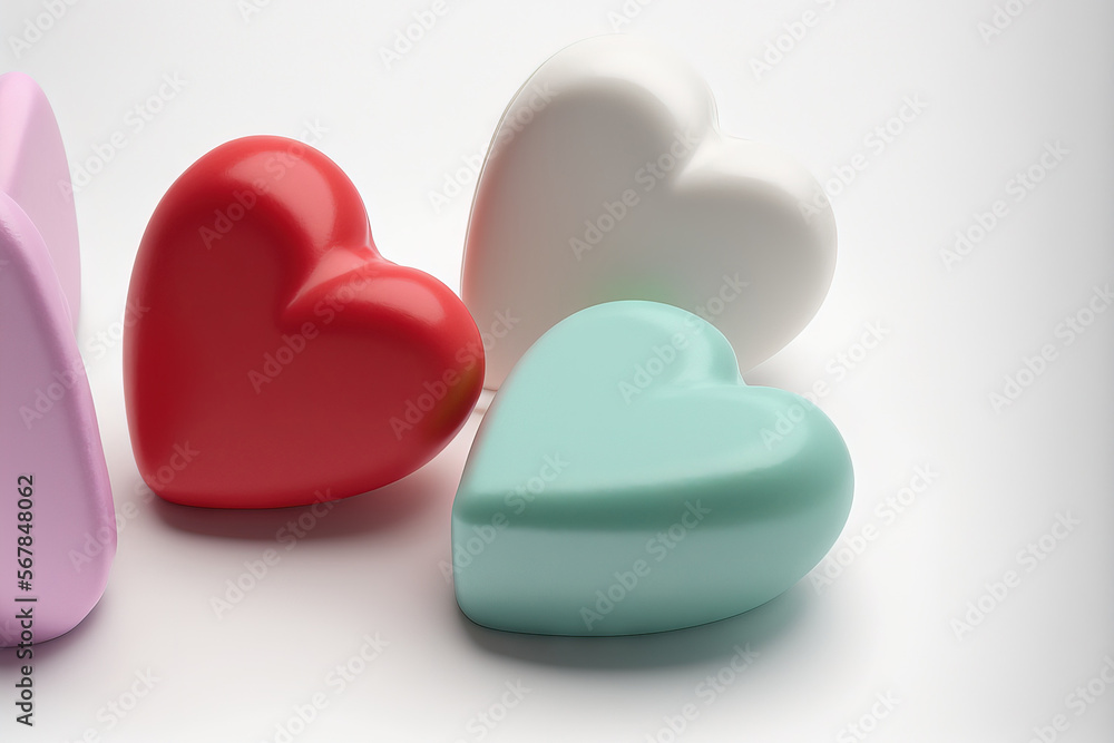 Blank Valentine's Day candy hearts on a white background. Generative AI Blank Valentine's Day candy hearts on a white background. Generative AI