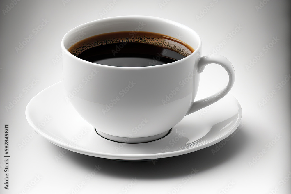 Black coffee in a white cup, isolated on a white background with a clipping path. Generative AI Black coffee in a white cup, isolated on a white background with a clipping path. Generative AI