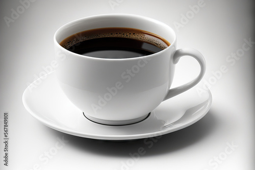 Black coffee in a white cup, isolated on a white background with a clipping path. Generative AI