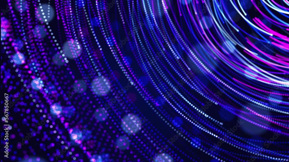 Moving lines abstract background dotted line moving in a circle blue lines moving background