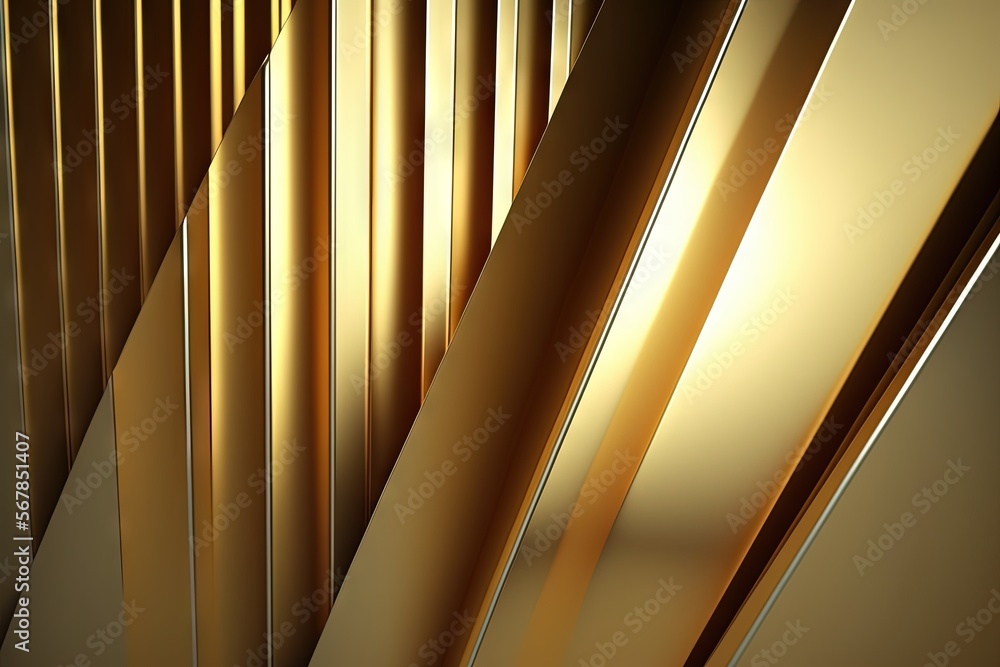 an abstract image of a gold curtain with vertical lines and a light shining on it's side, with a black background and a black background. generative ai an abstract image of a gold curtain with vertical lines and a light shining on it's side, with a black background and a black background. generative ai