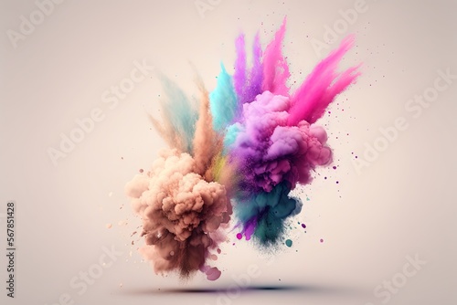  a colorful explosion of colored powder on a white background with a shadow in the middle of the image and a shadow in the middle of the image.  generative ai