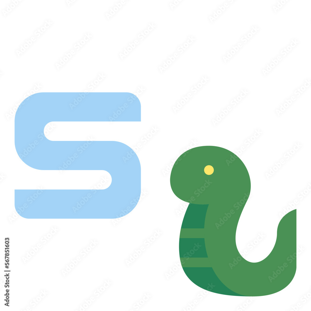 Obraz premium s lowercase snake letter alphabet