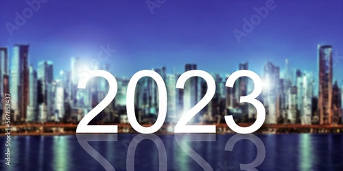Smart big City view and 2023 concept