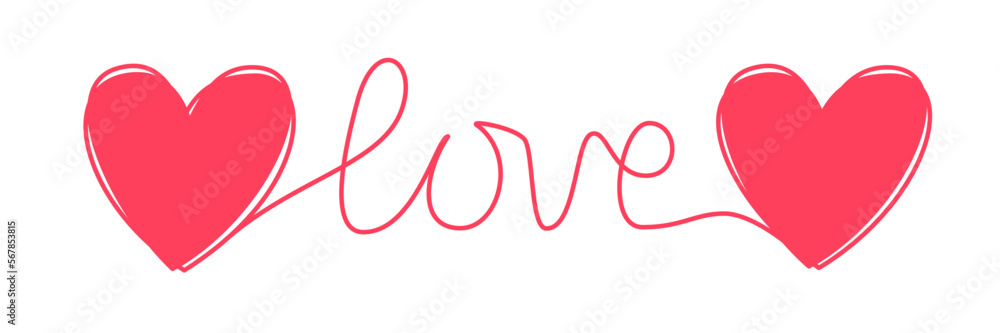 Doodle heart and word LOVE hand written scribble Doodle heart and word LOVE hand written scribble