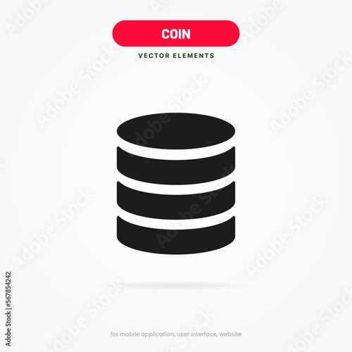 Money icon vector. Payment system, coins, dollar, euro, pound, cent sign with isolated on white background. Financial symbol. Coin icon.