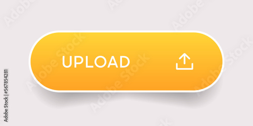 3D upload download button icon. Upload icon. Down arrow bottom side symbol. Click here button. Save cloud icon push button for UI UX, website, mobile application.