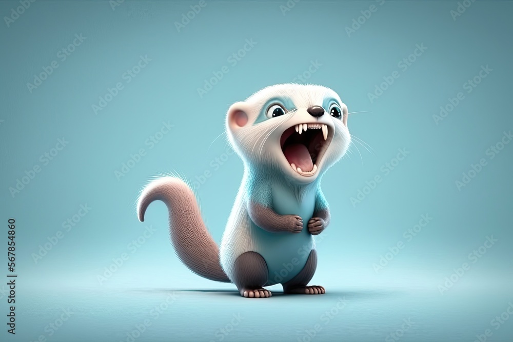Cute 3D cartoon of ferret character. Generative AI Cute 3D cartoon of ferret character. Generative AI