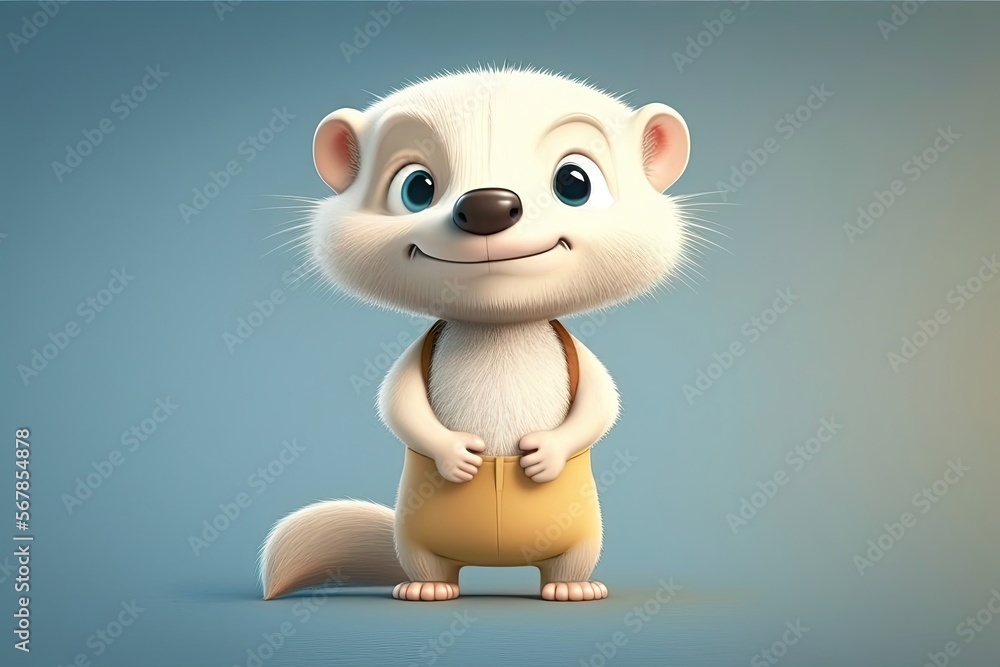 Cute 3D cartoon of ferret character. Generative AI Cute 3D cartoon of ferret character. Generative AI