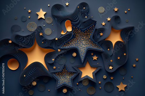 Blue background with golden...