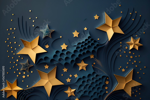 Blue background with golden...