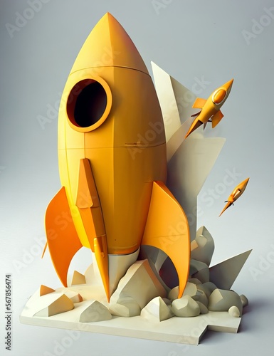 3d rocket, no backgroundhd photo