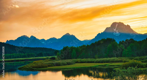 Sunset in Great Teton National Park Wyoming