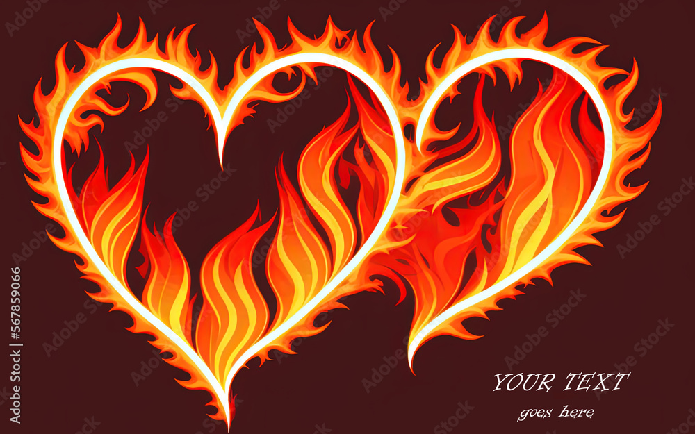 Illustration of two hearts in flames of fire Illustration of two hearts in flames of fire