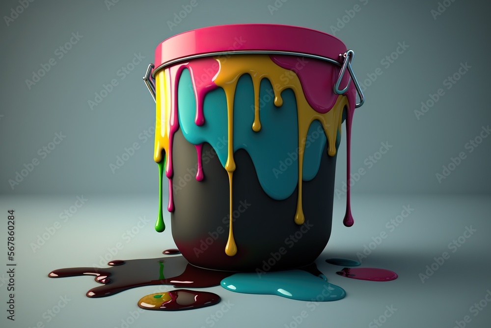 Dripping bucket, concept of Saturated Surface and Overflowing paint