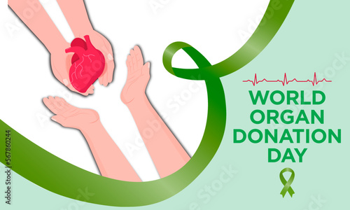 Banner para el día de donación de trasplantes de órganos con un lazo verde