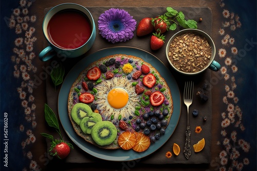 Wallpaper Mural Delicious vegetarian breakfast, concept of Healthy and Nutritious, created with Generative AI technology Torontodigital.ca