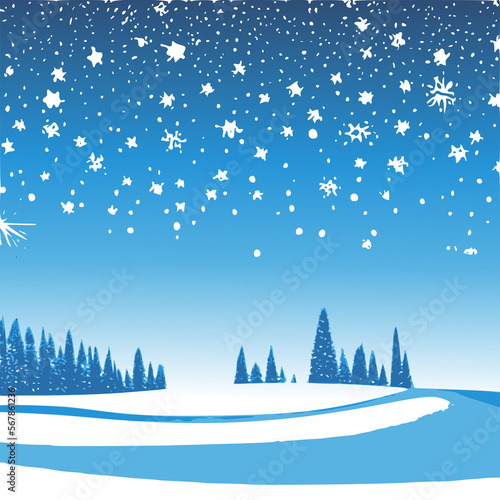 4K 2D Kunst Design Hintergrund Winter Schnee Landschaft vector Weihnachten Wald