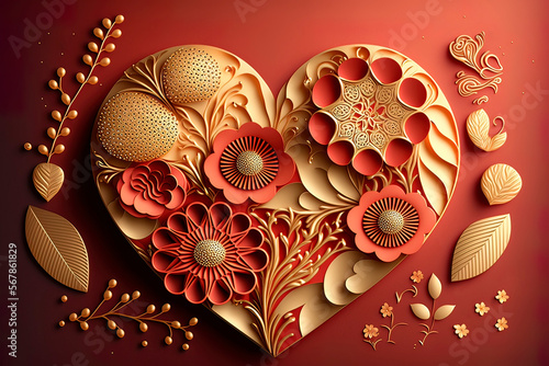 Red and gold background wit...